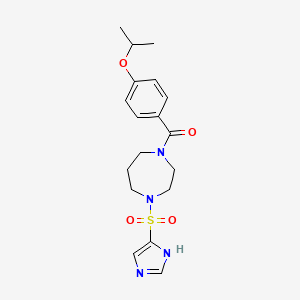 molecular formula C18H24N4O4S B2879309 1-(1H-imidazole-4-sulfonyl)-4-[4-(propan-2-yloxy)benzoyl]-1,4-diazepane CAS No. 1904182-17-7