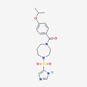 molecular formula C18H24N4O4S B2879309 (4-((1H-imidazol-4-yl)sulfonyl)-1,4-diazepan-1-yl)(4-isopropoxyphenyl)methanone CAS No. 1904182-17-7