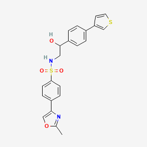 molecular formula C22H20N2O4S2 B2879310 2-羟基-S-[4-(2-甲基-1,3-恶唑-4-基)苯基]-2-[4-(噻吩-3-基)苯基]乙烷-1-磺酰胺 CAS No. 2097935-68-5
