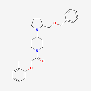 molecular formula C26H34N2O3 B2879312 1-(4-(2-((Benzyloxy)methyl)pyrrolidin-1-yl)piperidin-1-yl)-2-(o-tolyloxy)ethanone CAS No. 2034231-06-4