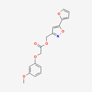 molecular formula C17H15NO6 B2879314 (5-(Furan-2-yl)isoxazol-3-yl)methyl 2-(3-methoxyphenoxy)acetate CAS No. 1105243-82-0