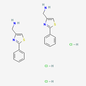 molecular formula C20H23Cl3N4S2 B2879405 Bis((2-phenyl-1,3-thiazol-4-yl)methanamine) trihydrochloride CAS No. 2379945-99-8
