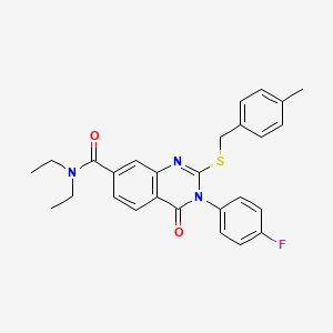 molecular formula C27H26FN3O2S B2879437 N,N-diethyl-3-(4-fluorophenyl)-2-((4-methylbenzyl)thio)-4-oxo-3,4-dihydroquinazoline-7-carboxamide CAS No. 1115453-05-8