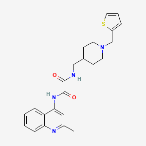 molecular formula C23H26N4O2S B2879446 N-(2-methylquinolin-4-yl)-N'-({1-[(thiophen-2-yl)methyl]piperidin-4-yl}methyl)ethanediamide CAS No. 953206-45-6