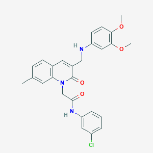 molecular formula C27H26ClN3O4 B2879461 N-(3-chlorophenyl)-2-(3-{[(3,4-dimethoxyphenyl)amino]methyl}-7-methyl-2-oxo-1,2-dihydroquinolin-1-yl)acetamide CAS No. 932523-91-6