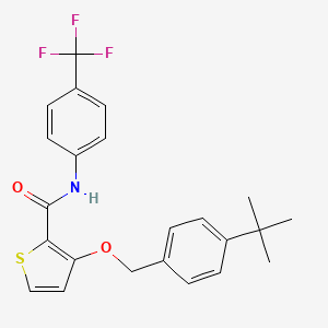 molecular formula C23H22F3NO2S B2879487 3-[(4-tert-butylphenyl)methoxy]-N-[4-(trifluoromethyl)phenyl]thiophene-2-carboxamide CAS No. 344272-91-9