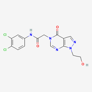 molecular formula C15H13Cl2N5O3 B2879503 N-(3,4-dichlorophenyl)-2-[1-(2-hydroxyethyl)-4-oxo-1H,4H,5H-pyrazolo[3,4-d]pyrimidin-5-yl]acetamide CAS No. 899743-03-4