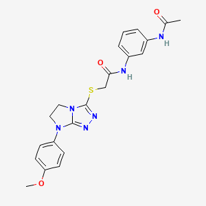 molecular formula C21H22N6O3S B2879540 N-(3-acetamidophenyl)-2-((7-(4-methoxyphenyl)-6,7-dihydro-5H-imidazo[2,1-c][1,2,4]triazol-3-yl)thio)acetamide CAS No. 921789-26-6