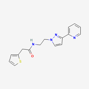 molecular formula C16H16N4OS B2879553 N-(2-(3-(pyridin-2-yl)-1H-pyrazol-1-yl)ethyl)-2-(thiophen-2-yl)acetamide CAS No. 1448056-60-7