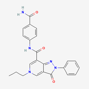 molecular formula C23H21N5O3 B2879562 N-(4-carbamoylphenyl)-3-oxo-2-phenyl-5-propyl-2H,3H,5H-pyrazolo[4,3-c]pyridine-7-carboxamide CAS No. 921834-23-3