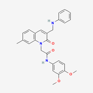 molecular formula C27H27N3O4 B2879567 N-(3,4-dimethoxyphenyl)-2-{7-methyl-2-oxo-3-[(phenylamino)methyl]-1,2-dihydroquinolin-1-yl}acetamide CAS No. 899970-80-0