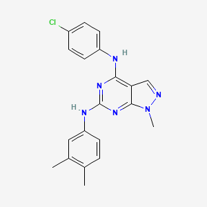 molecular formula C20H19ClN6 B2879614 N4-(4-chlorophenyl)-N6-(3,4-dimethylphenyl)-1-methyl-1H-pyrazolo[3,4-d]pyrimidine-4,6-diamine CAS No. 878064-79-0