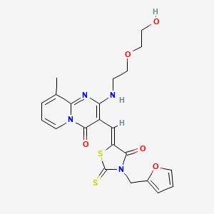 (Z)-3-(furan-2-ylmethyl)-5-((2-((2-(2-hydroxyethoxy)ethyl)amino)-9-methyl-4-oxo-4H-pyrido[1,2-a]pyrimidin-3-yl)methylene)-2-thioxothiazolidin-4-one