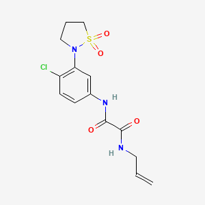 molecular formula C14H16ClN3O4S B2879619 N'-[4-chloro-3-(1,1-dioxo-1lambda6,2-thiazolidin-2-yl)phenyl]-N-(prop-2-en-1-yl)ethanediamide CAS No. 1105216-22-5