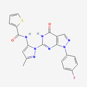 N-(1-(1-(4-fluorophenyl)-4-oxo-4,5-dihydro-1H-pyrazolo[3,4-d]pyrimidin-6-yl)-3-methyl-1H-pyrazol-5-yl)thiophene-2-carboxamide