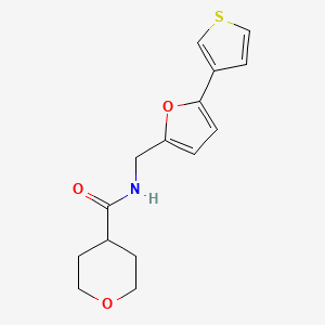 N-((5-(thiophen-3-yl)furan-2-yl)methyl)tetrahydro-2H-pyran-4-carboxamide