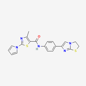 N-(4-(2,3-dihydroimidazo[2,1-b]thiazol-6-yl)phenyl)-4-methyl-2-(1H-pyrrol-1-yl)thiazole-5-carboxamide