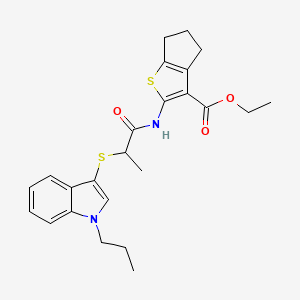 ethyl 2-(2-((1-propyl-1H-indol-3-yl)thio)propanamido)-5,6-dihydro-4H-cyclopenta[b]thiophene-3-carboxylate