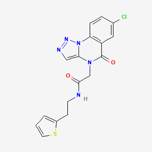 molecular formula C17H14ClN5O2S B2879662 2-(7-chloro-5-oxo-[1,2,3]triazolo[1,5-a]quinazolin-4(5H)-yl)-N-(2-(thiophen-2-yl)ethyl)acetamide CAS No. 1428358-47-7