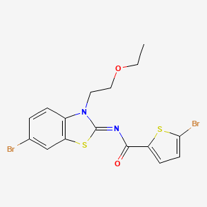 molecular formula C16H14Br2N2O2S2 B2879664 (Z)-5-bromo-N-(6-bromo-3-(2-ethoxyethyl)benzo[d]thiazol-2(3H)-ylidene)thiophene-2-carboxamide CAS No. 865162-71-6