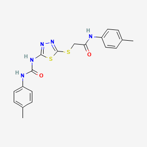 molecular formula C19H19N5O2S2 B2879665 N-(4-methylphenyl)-2-[(5-{[(4-methylphenyl)carbamoyl]amino}-1,3,4-thiadiazol-2-yl)sulfanyl]acetamide CAS No. 946349-74-2