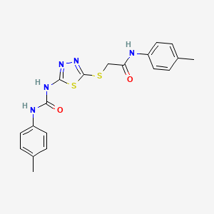 molecular formula C19H19N5O2S2 B2879665 N-(4-methylphenyl)-2-[[5-[(4-methylphenyl)carbamoylamino]-1,3,4-thiadiazol-2-yl]sulfanyl]acetamide CAS No. 946349-74-2