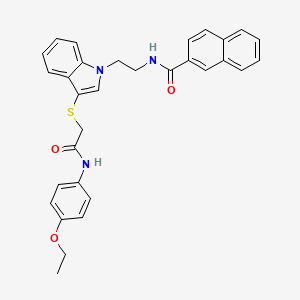 N-(2-(3-((2-((4-ethoxyphenyl)amino)-2-oxoethyl)thio)-1H-indol-1-yl)ethyl)-2-naphthamide