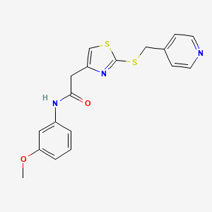 molecular formula C18H17N3O2S2 B2879671 N-(3-methoxyphenyl)-2-(2-((pyridin-4-ylmethyl)thio)thiazol-4-yl)acetamide CAS No. 1021206-10-9