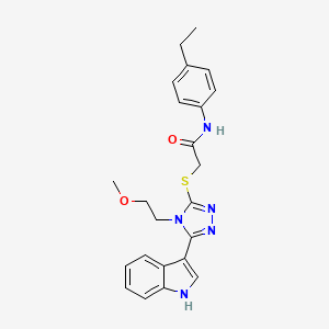 molecular formula C23H25N5O2S B2879672 2-((5-(1H-吲哚-3-基)-4-(2-甲氧基乙基)-4H-1,2,4-三唑-3-基)硫代)-N-(4-乙基苯基)乙酰胺 CAS No. 852144-64-0