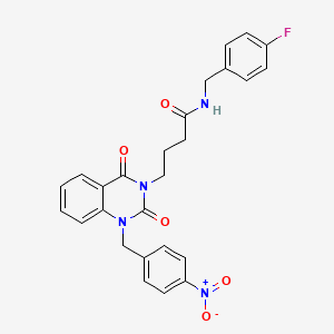molecular formula C26H23FN4O5 B2879675 N-(4-fluorobenzyl)-4-(1-(4-nitrobenzyl)-2,4-dioxo-1,2-dihydroquinazolin-3(4H)-yl)butanamide CAS No. 899901-68-9
