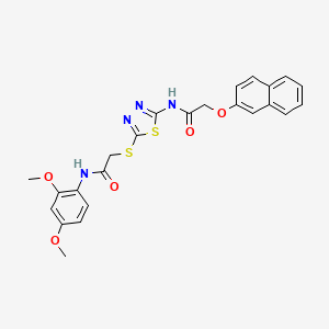 molecular formula C24H22N4O5S2 B2879679 N-(2,4-dimethoxyphenyl)-2-((5-(2-(naphthalen-2-yloxy)acetamido)-1,3,4-thiadiazol-2-yl)thio)acetamide CAS No. 477214-25-8