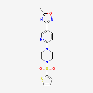 molecular formula C16H17N5O3S2 B2879680 1-[5-(5-methyl-1,2,4-oxadiazol-3-yl)pyridin-2-yl]-4-(thiophene-2-sulfonyl)piperazine CAS No. 1219913-44-6
