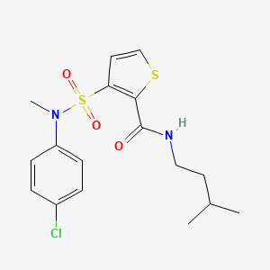 molecular formula C17H21ClN2O3S2 B2879698 3-[(4-chlorophenyl)(methyl)sulfamoyl]-N-(3-methylbutyl)thiophene-2-carboxamide CAS No. 1251670-66-2