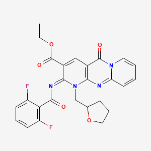 molecular formula C26H22F2N4O5 B2879705 (Z)-ethyl 2-((2,6-difluorobenzoyl)imino)-5-oxo-1-((tetrahydrofuran-2-yl)methyl)-2,5-dihydro-1H-dipyrido[1,2-a:2',3'-d]pyrimidine-3-carboxylate CAS No. 534580-80-8