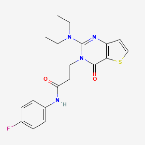 molecular formula C19H21FN4O2S B2879721 3-[2-(diethylamino)-4-oxothieno[3,2-d]pyrimidin-3-yl]-N-(4-fluorophenyl)propanamide CAS No. 1112417-97-6
