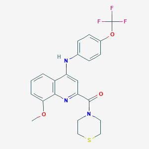 (8-Methoxy-4-((4-(trifluoromethoxy)phenyl)amino)quinolin-2-yl)(thiomorpholino)methanone