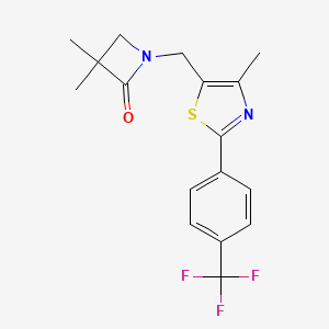 3,3-Dimethyl-1-({4-methyl-2-[4-(trifluoromethyl)phenyl]-1,3-thiazol-5-yl}methyl)-2-azetanone