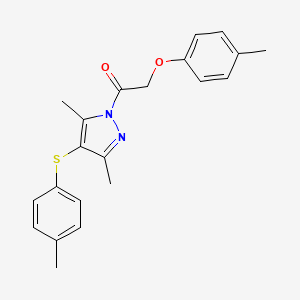 molecular formula C21H22N2O2S B2879741 1-[3,5-二甲基-4-(4-甲基苯基)硫代吡唑-1-基]-2-(4-甲基苯氧基)乙酮 CAS No. 636568-03-1