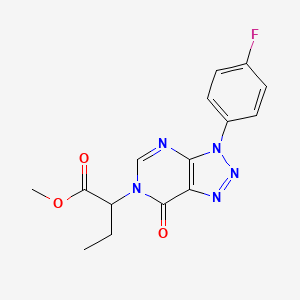 molecular formula C15H14FN5O3 B2879742 2-(3-(4-氟苯基)-7-氧代-3H-[1,2,3]三唑并[4,5-d]嘧啶-6(7H)-基)丁酸甲酯 CAS No. 863019-61-8