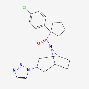 molecular formula C21H25ClN4O B2879745 8-[1-(4-chlorophenyl)cyclopentanecarbonyl]-3-(1H-1,2,3-triazol-1-yl)-8-azabicyclo[3.2.1]octane CAS No. 2310153-83-2