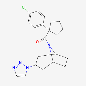 molecular formula C21H25ClN4O B2879745 ((1R,5S)-3-(1H-1,2,3-triazol-1-yl)-8-azabicyclo[3.2.1]octan-8-yl)(1-(4-chlorophenyl)cyclopentyl)methanone CAS No. 2310153-83-2
