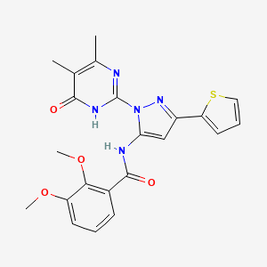 molecular formula C22H21N5O4S B2879746 N-(1-(4,5-二甲基-6-氧代-1,6-二氢嘧啶-2-基)-3-(噻吩-2-基)-1H-吡唑-5-基)-2,3-二甲氧基苯甲酰胺 CAS No. 1172806-31-3