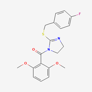 molecular formula C19H19FN2O3S B2879752 (2,6-Dimethoxyphenyl)-[2-[(4-fluorophenyl)methylsulfanyl]-4,5-dihydroimidazol-1-yl]methanone CAS No. 862826-81-1