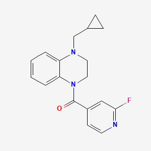 molecular formula C18H18FN3O B2879764 1-(Cyclopropylmethyl)-4-(2-fluoropyridine-4-carbonyl)-1,2,3,4-tetrahydroquinoxaline CAS No. 1394796-32-7
