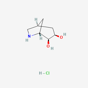 molecular formula C7H14ClNO2 B2879771 (1S,3R,4S,5R)-6-Azabicyclo[3.2.1]octane-3,4-diol;hydrochloride CAS No. 2361609-05-2