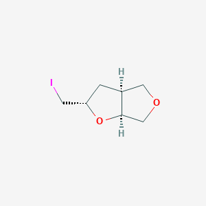 molecular formula C7H11IO2 B2879778 (2S,3As,6aS)-2-(碘甲基)-2,3,3a,4,6,6a-六氢呋喃[2,3-c]呋喃 CAS No. 2187426-78-2
