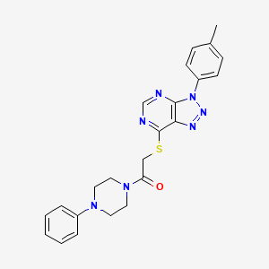 molecular formula C23H23N7OS B2879780 1-(4-phenylpiperazin-1-yl)-2-((3-(p-tolyl)-3H-[1,2,3]triazolo[4,5-d]pyrimidin-7-yl)thio)ethanone CAS No. 863459-10-3