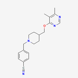 molecular formula C20H24N4O B2879786 4-((4-(((5,6-二甲基嘧啶-4-基)氧基)甲基)哌啶-1-基)甲基)苯甲腈 CAS No. 2320608-75-9