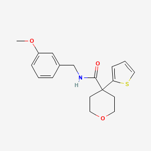 N-[(3-methoxyphenyl)methyl]-4-thiophen-2-yloxane-4-carboxamide
