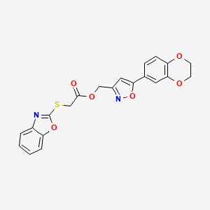 (5-(2,3-Dihydrobenzo[b][1,4]dioxin-6-yl)isoxazol-3-yl)methyl 2-(benzo[d]oxazol-2-ylthio)acetate
